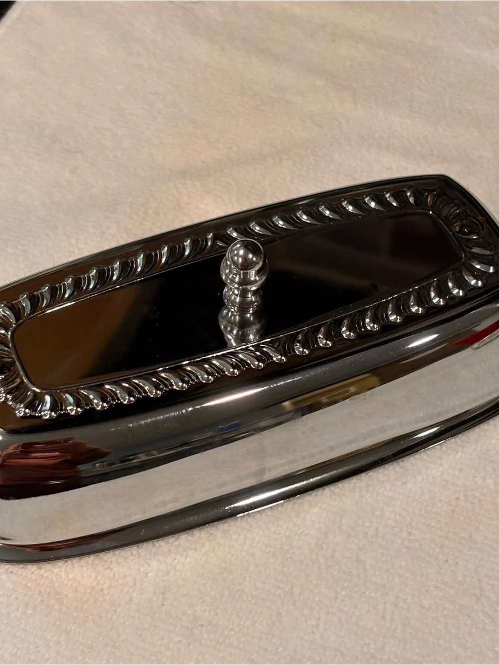 Irvinware vintage mid-century modern chrome-plated covered butter dish set